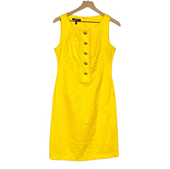 signature london style Dresses & Skirts - Signature London Style Yellow Solid Polka Dot Sheath Dress Women’s SZ 10